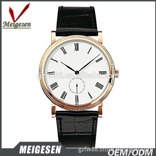 High standard best selling customize black leather band men watch